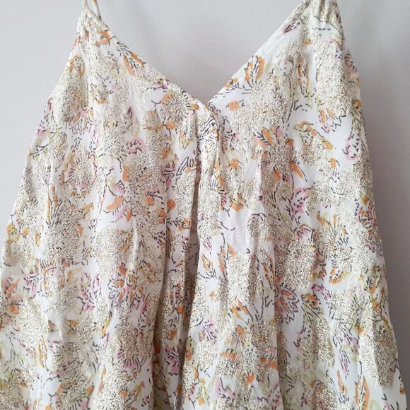 NWOT Zara floral printed boho-inspired sleeveless cami top w/ metallic fibre, XS - Picture 13 of 15
